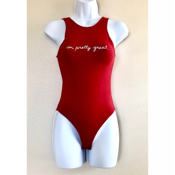 Abercrombie & Fitch Tops - ABERCROMBIE & FITCH⚡️Graphic Burgundy Bodysuit_XS